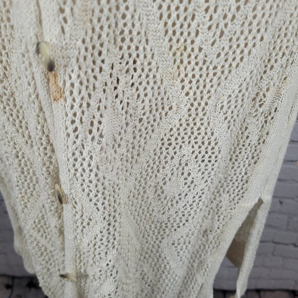 Free People Beige Crochet Sheer Buttoned Long Sleeve Cardigan Sweater Small S - Picture 5 of 15